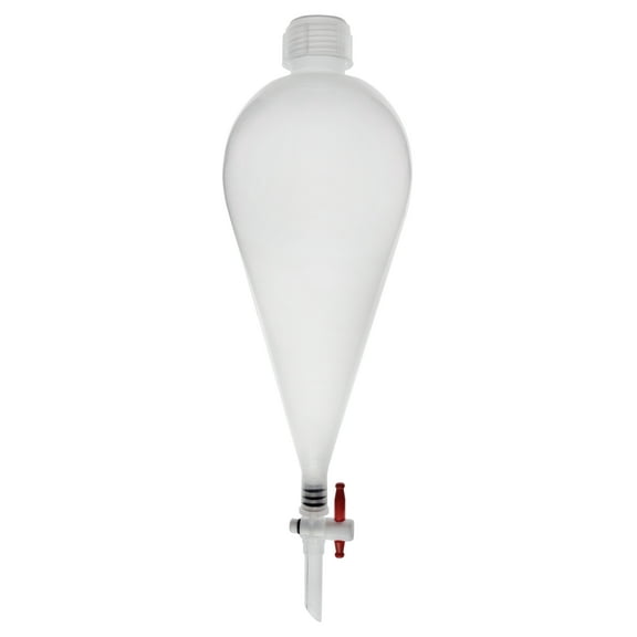 Separatory Funnel, 500mL - Polypropylene Plastic - Ungraduated - PP Stopcock with PTFE Plug - Leak-Proof Screw Cap - Separating Funnel, Separation Funnel - Eisco Labs
