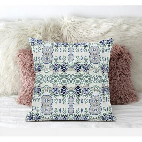 Sephalina Paisley Leaves Throw Pillow with Removable Cover in Off-White Beige 18x18