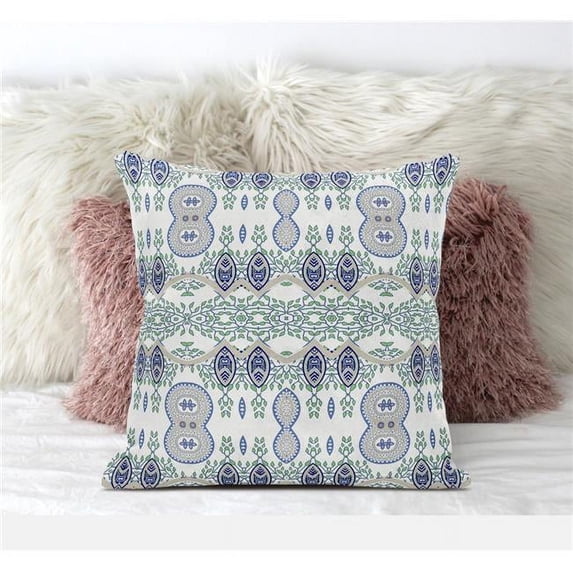 Sephalina Paisley Leaves Throw Pillow with Removable Cover in Off-White Beige 20x20