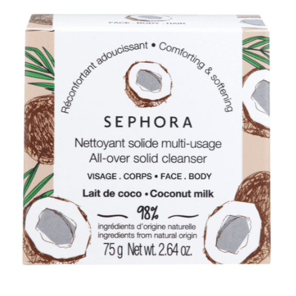 Sephora All-Over Solid Cleanser / Face & Body Soap 75g/2.64 oz - Coconut Milk