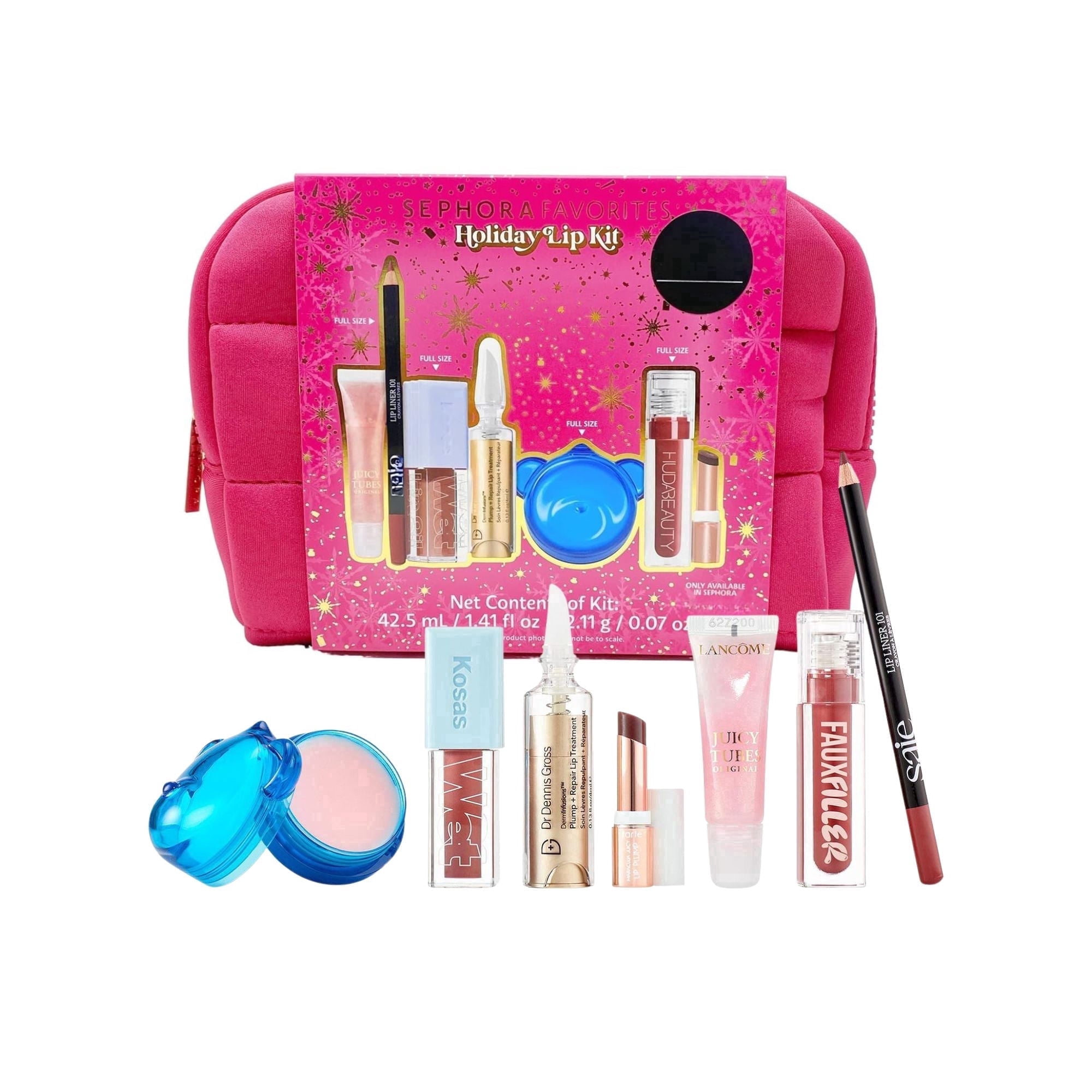 Sephora Favorites Holiday Lip Kit, 7PC Gift Set — Lip Gloss, Lip Oil, Lip Liner, Lip Treatment, Lip Plump, Lip Mask, Juicy Tube