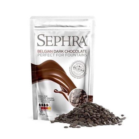 Sephra Belgian Dark Chocolate, 2lb Microwavable Bag - Fountain-Ready: 61.9% Cocoa- Chocolate Fountain Chocolate