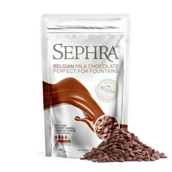 Sephra Belgian Milk Chocolate, 2lb Microwavable Bag- Fountain-Ready, 38.7% Cocoa- Chocolate Fountain Chocolate