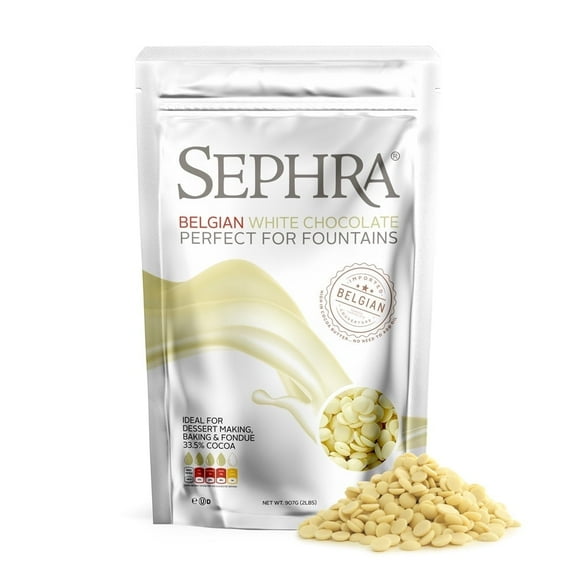 Sephra Fountain-Ready Belgian White Chocolate (33.5% Cocoa), 2lb Microwavable Bag- Chocolate Fountain Chocolate