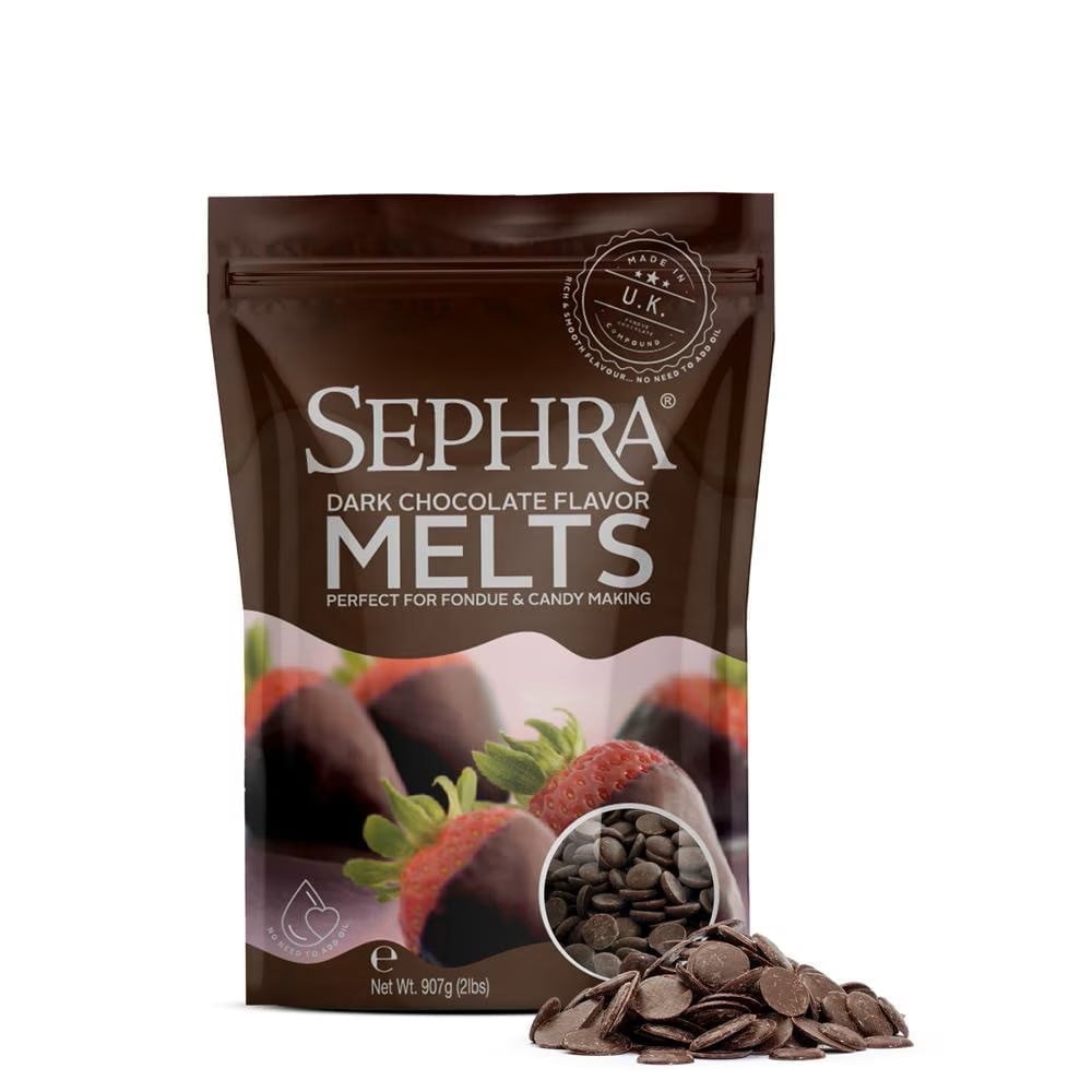 Sephra Fountain-Ready Dark Chocolate Flavor Melts, 2lb Microwavable Bag - Designed for Chocolate Fountain use
