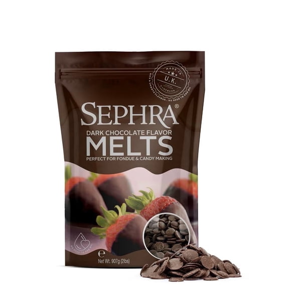 Sephra Fountain-Ready Dark Chocolate Flavor Melts, 2lb Microwavable Bag - Designed for Chocolate Fountain use