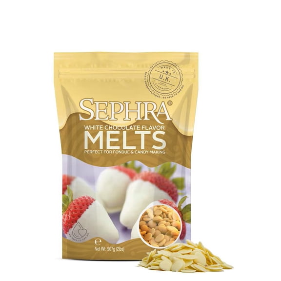 Sephra Fountain-Ready White Chocolate Flavor Melts, 2lb Microwavable Bag - Designed For Chocolate Fountain Use