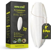 Sepia King - Premium 8 XL Large Cuttlebone for Birds, Tortoises, Reptiles - Extra Big and 100% Natural Calcium Supplement, Food and Toys for Parrots, Parakeets - Pack of 3