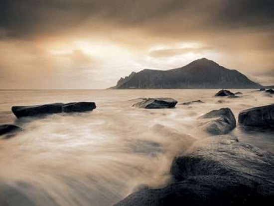 Sepia Sea Lofoten Islands Canvas Art - Andreas Stridsberg (18 x 24)