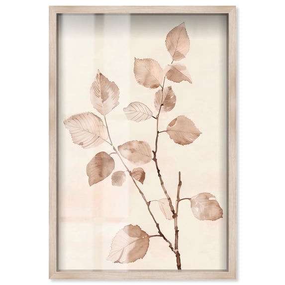 Sepia Sprigs I Shadowbox Print Boho Natural Art by Art Remedy, Blonde Frame, 10 x 15
