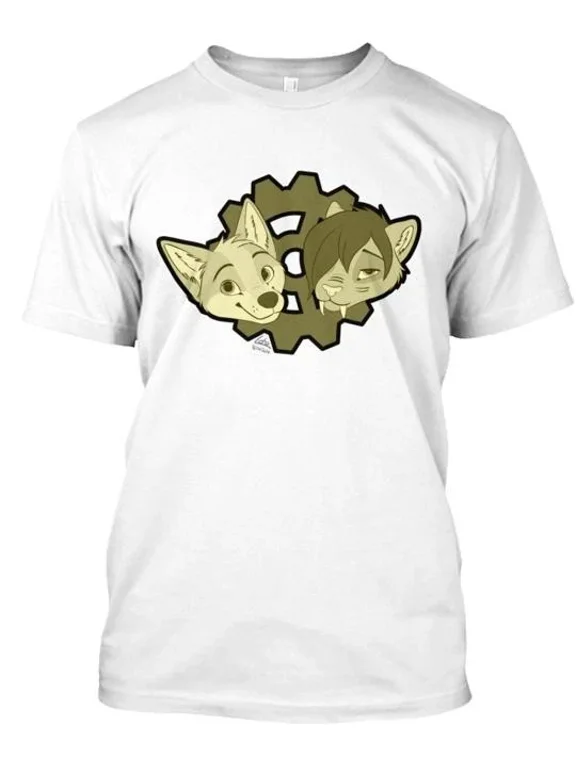 Sepia Tone Steampunk Wolf And Sabre Cat T-shirt Made in the USA Size S to 5XL