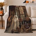 thumbnail image 1 of Sepia-Toned Vintage Ghost Holding Bouquet Mysterious Painterly Art, Festive Halloween Scene, Warm Flannel Blanket for Living Room and Family Room, Art Lovers Halloween Gift, Festive Home Decor, 1 of 9