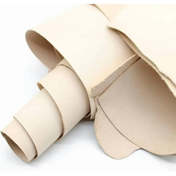 Sepici Full Grain Veg-Tan Leather Pieces Tooling Leather 2.0-2.8mm Thick Pre-Cut Leather Sheet Cowhide Leather for Crafts, Carving, Embossing (Second Grade) (Natural, 7 to 8 Square Feet)