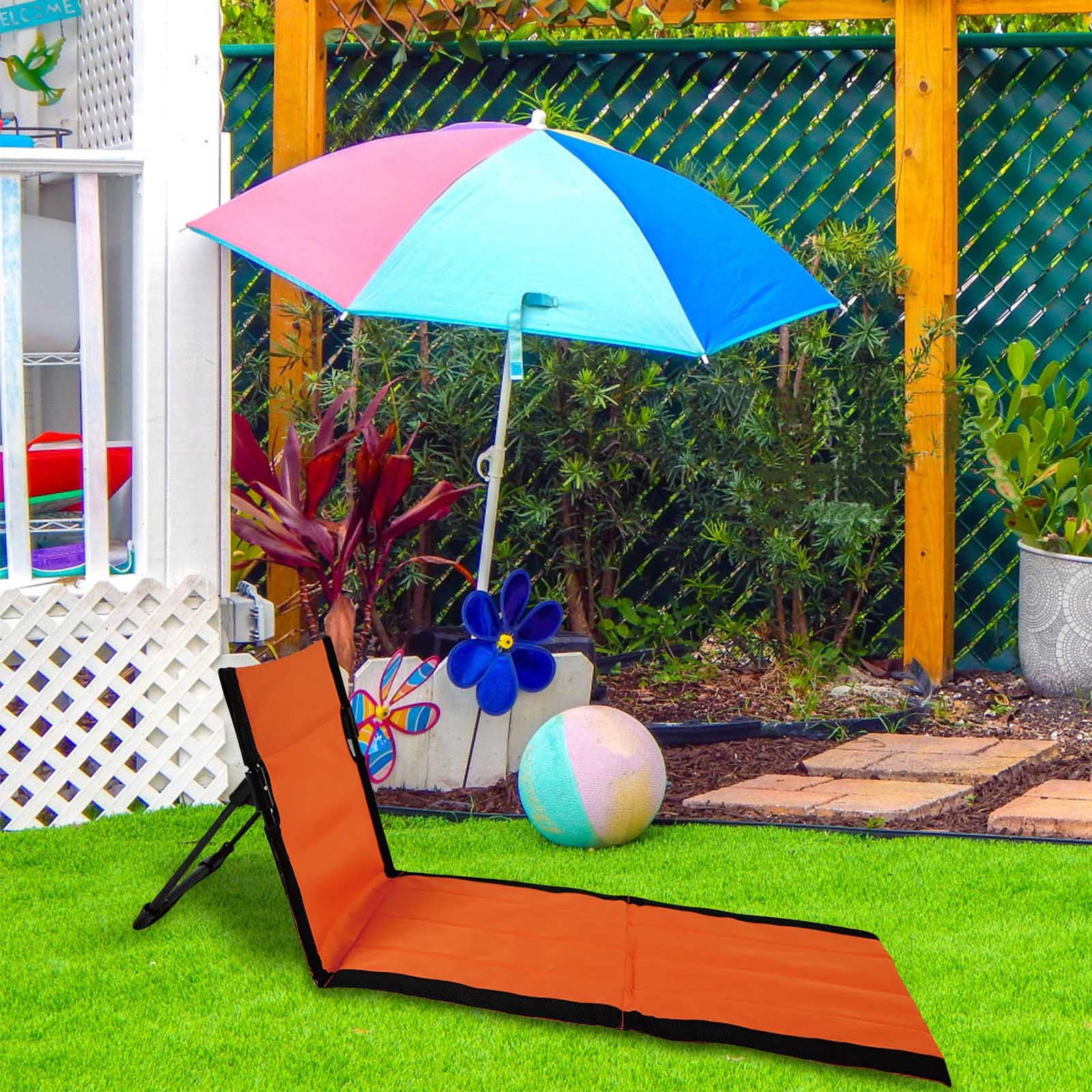 Seplovoe Foldable Beach Chair, Adjustable Backrest Sun Lounger ...