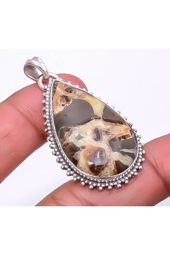 Septarian Stone - Utah 925 Sterling Silver Pendant 1.95" P973435, Christmas Gift