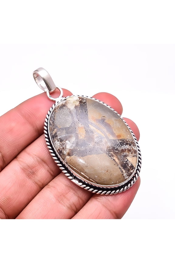 Septarian Stone - Utah Designer Handmade 925 Sterling Silver Pendant 2.42" P8