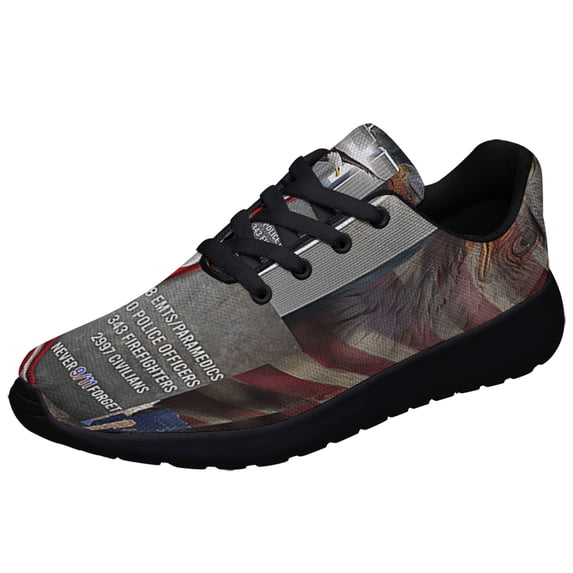 September 11th Never Forget 911 Eagle Patriot Day Memorial US Shoes Sneakers Black Size 3.5