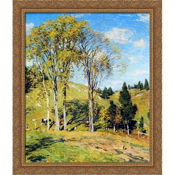 September 28x34 Large Gold Ornate Wood Framed Canvas Art by Willard Metcalf
