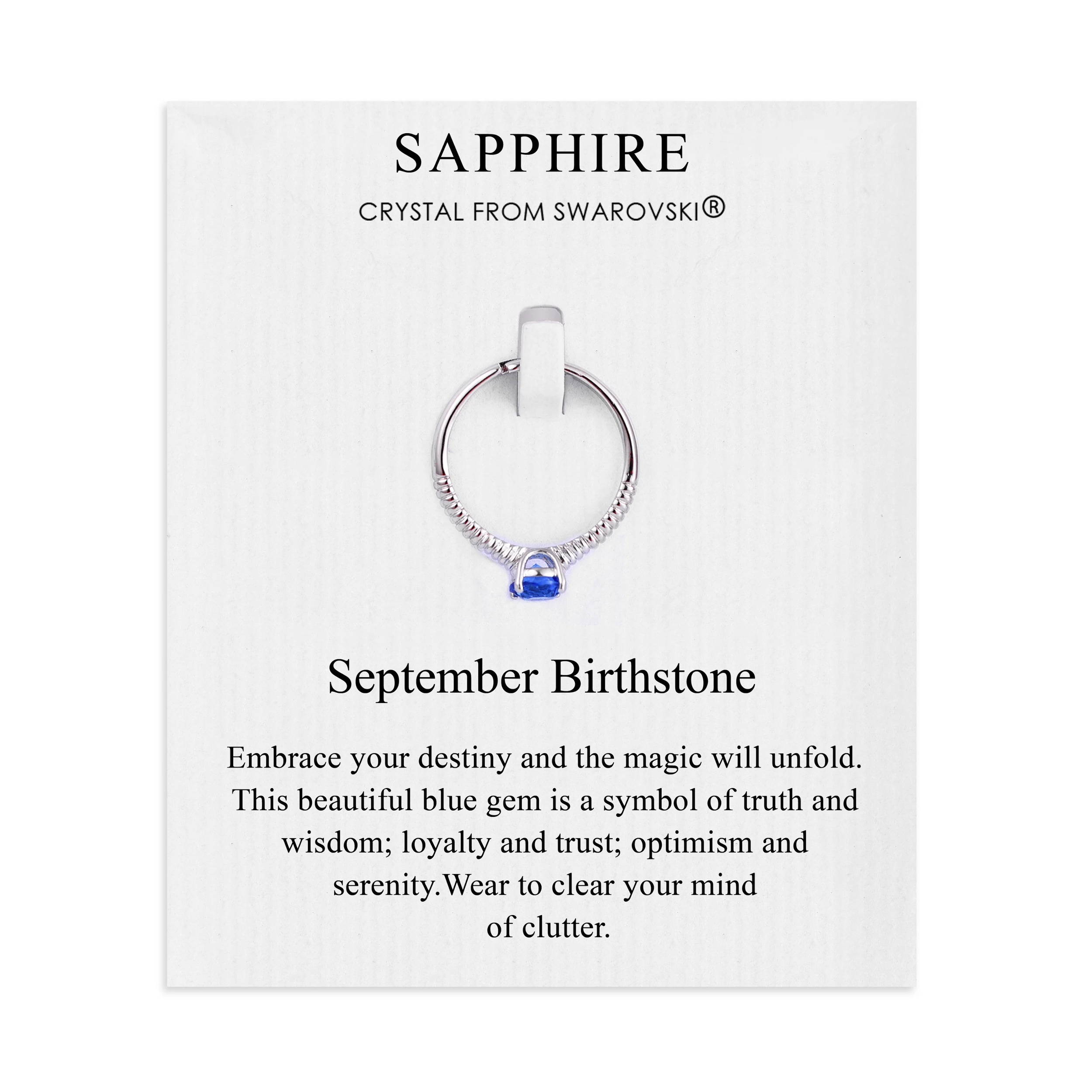 September Adjustable Birthstone Ring with Sapphire Zircondia® Crystals