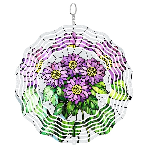 September Aster Birth Flower 3D Wind Spinner, Fall Floral Decor