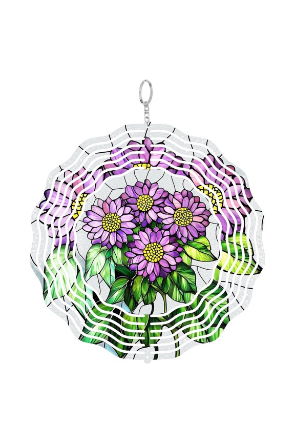 September Aster Birth Flower 3D Wind Spinner, Fall Floral Decor