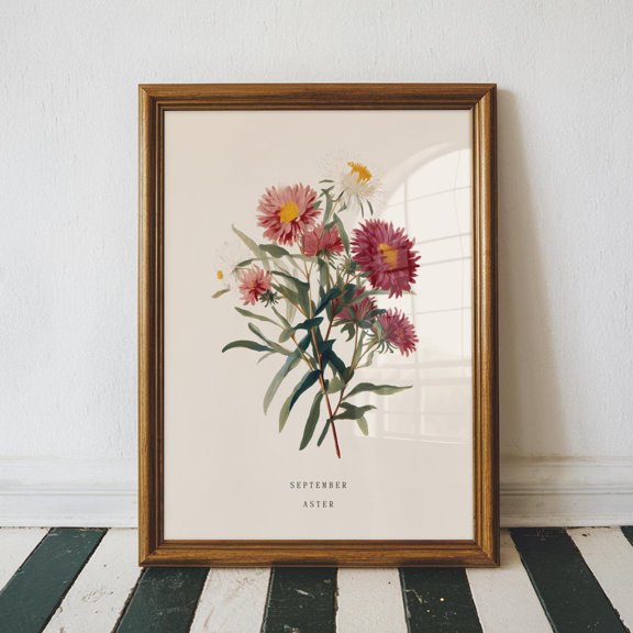 September Aster Birth Flower Wall Art Home Decor