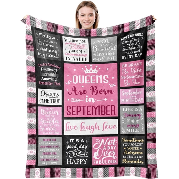 September Birthday Gifts for Women, Queens are Born in September Birthday Gift, September Birthday Decor, September Gifts, Virgo/Libra Gift for Girl, September Bday Gifts Ideas Blanket 50"X60"