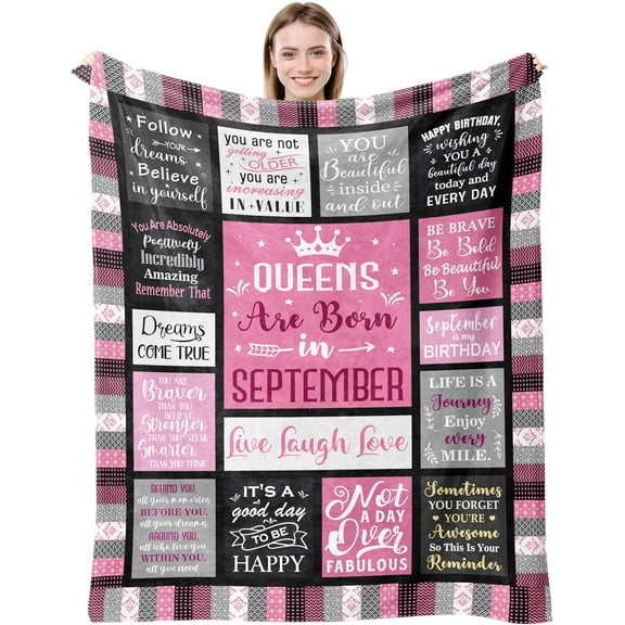 September Birthday Gifts for Women, Queens are Born in September Birthday Gift, September Birthday Decor, September Gifts, Virgo/Libra Gift for Girl, September Bday Gifts Ideas Blanket 50"X60"