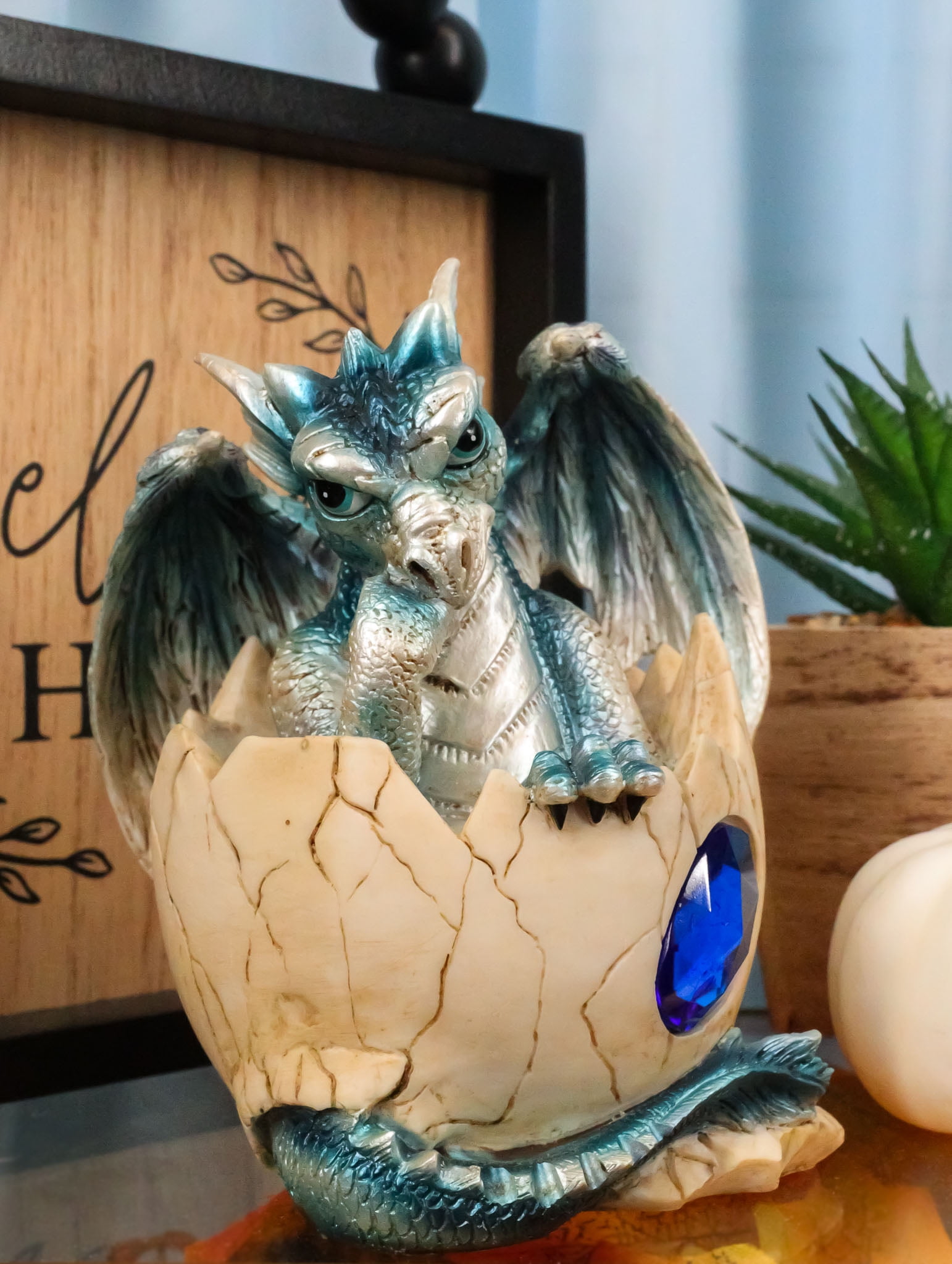 September Birthstone Dragon Egg Statue Blue Sapphire September Gem ...