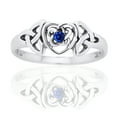 thumbnail image 1 of September Birthstone Ring - Sterling Silver Simulated Sapphire Glass Celtic Trinity Knot Heart, 1 of 1