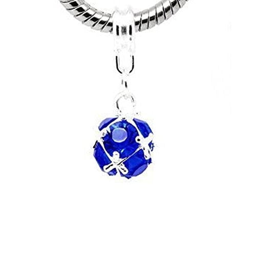 September Rhinestone Birthstone Dangle Charm for Snake Chain Charm Bracelet