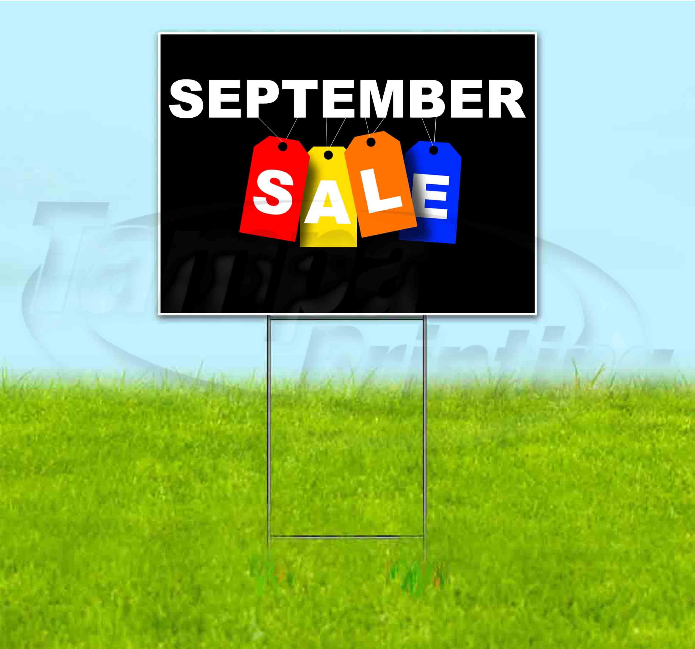 September Sale Tag (18" x 24") Yard Sign, Includes Metal Step Stake
