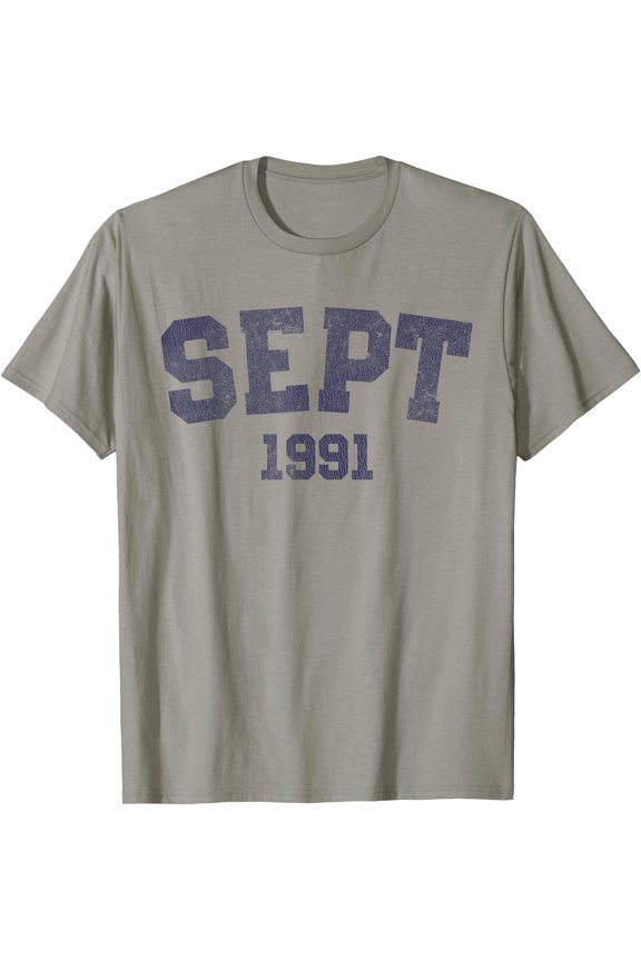 September - Vintage 1991 34th Birthday 34 Years Old T-Shirt