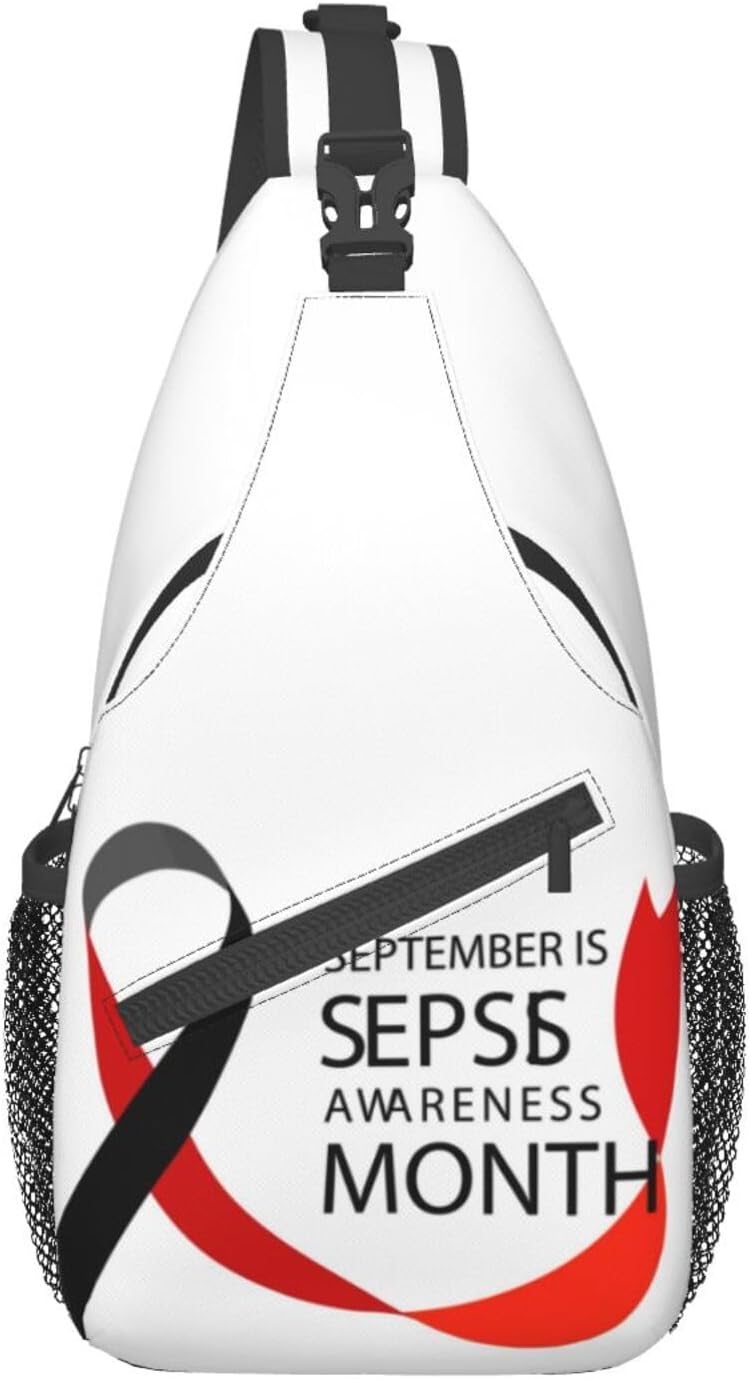 September is Sepsis Awareness Month Sling Bag Crossbody Hiking Travel Chest Bags Backpack Shoulder Daypack for Women Men