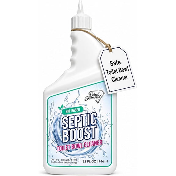 Black Diamond Stoneworks Septic Boost Toilet Bowl Cleaner – Enzyme Toilet Cleaner for Septic Systems, Removes Stains & Buildup While Supporting Septic Maintenance (1-Quart)