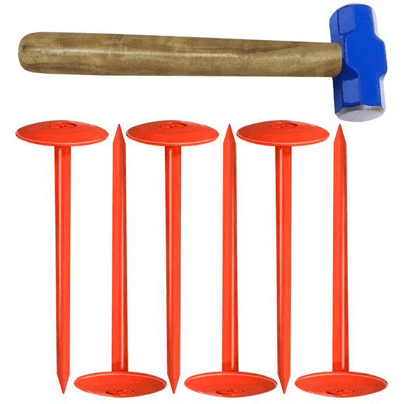 Septic Tank Marker - 2.7" x 10" - Suitable Property line Markers for Protecting Your Septic Tank and Property Boundary with Solid and Sturdy Survey Stakes - Pack of 6 Pcs + 1 Hammer