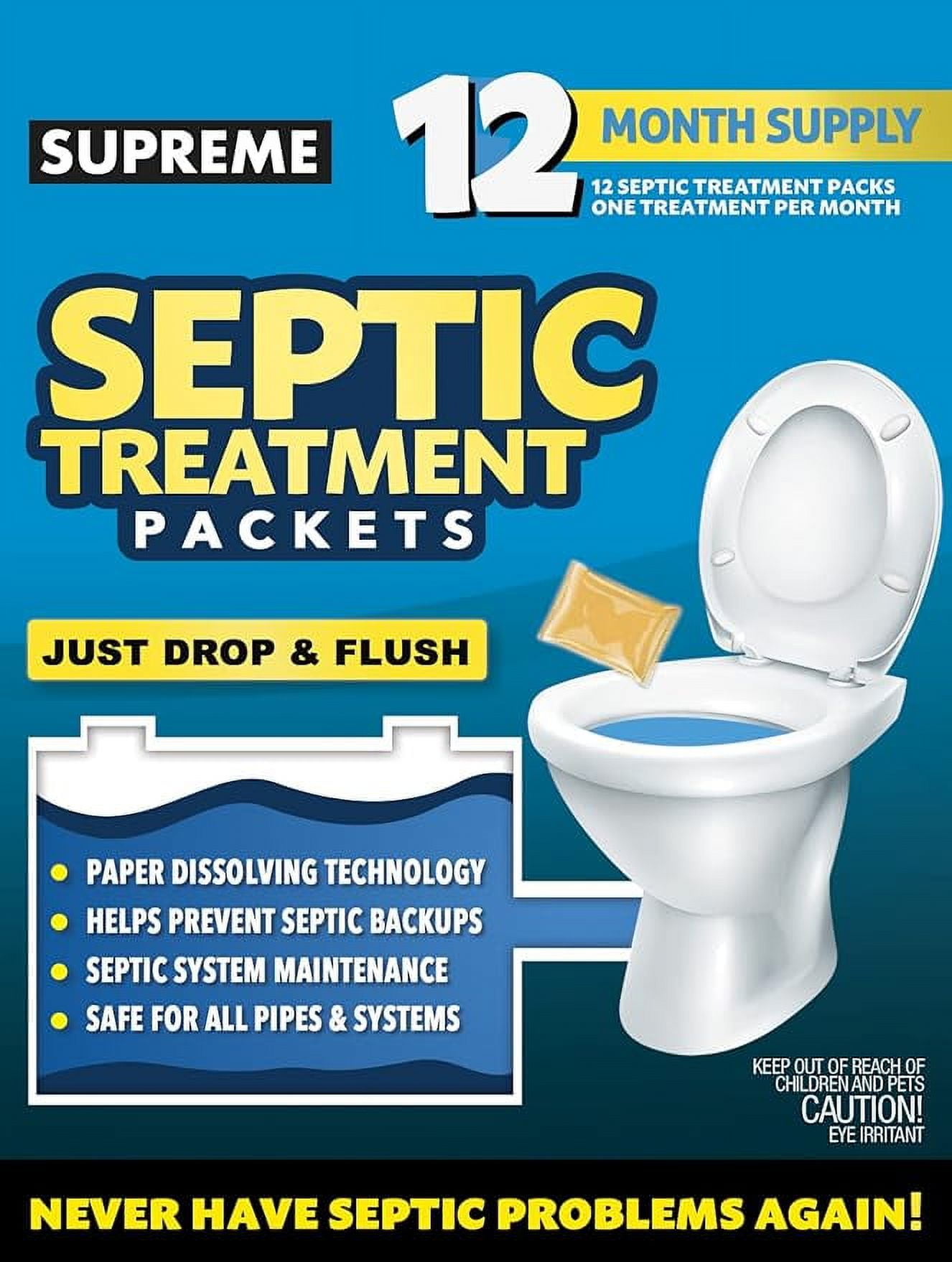 Septic Tank Treatment Packets 12 Month Supply of Dissolvable Septic