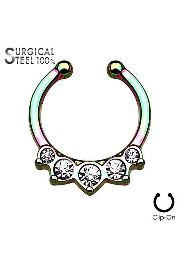 Septum All 316L Surgical Steel Fake Septum Hanger 5 Crystal Set
