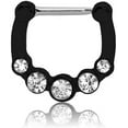 thumbnail image 1 of Septum/  Cartilage / Nipple CLICKER  NOSE RING 16G (1.2MM) # K Round Diamond (Black) (B/6/5), 1 of 2