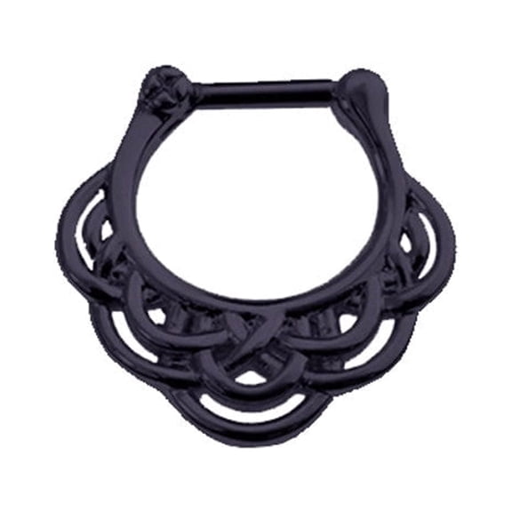 Septum Clicker 16G Tribal Pattern Design Surgical Steel Anodized - Sold Each