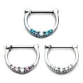 thumbnail image 1 of Septum Clicker CZ Jeweled Nose Ring 14 or16 Gauge, 1 of 7