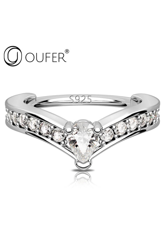 Septum Clicker Earrings 925 Sterling Silver Cubic Zirconia 16G 8mm Helix Cartilage Lobe Daith Body Piercing Jewelry