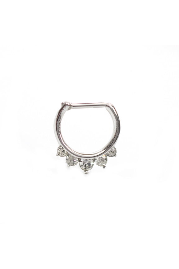 Septum Clicker Ring with Multiple Cz Gems 16g Cartilage Septum Tragus Rook