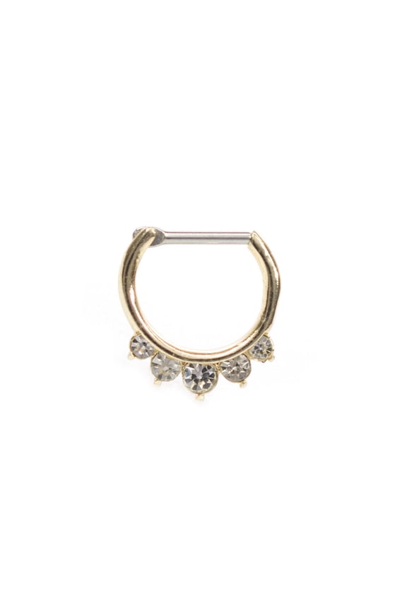 Septum Clicker Ring with Multiple Cz Gems 16g Cartilage Septum Tragus Rook