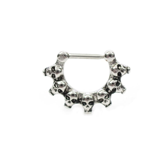 Septum Clicker Ring with skulls design 16g Cartilage Septum Tragus Rook