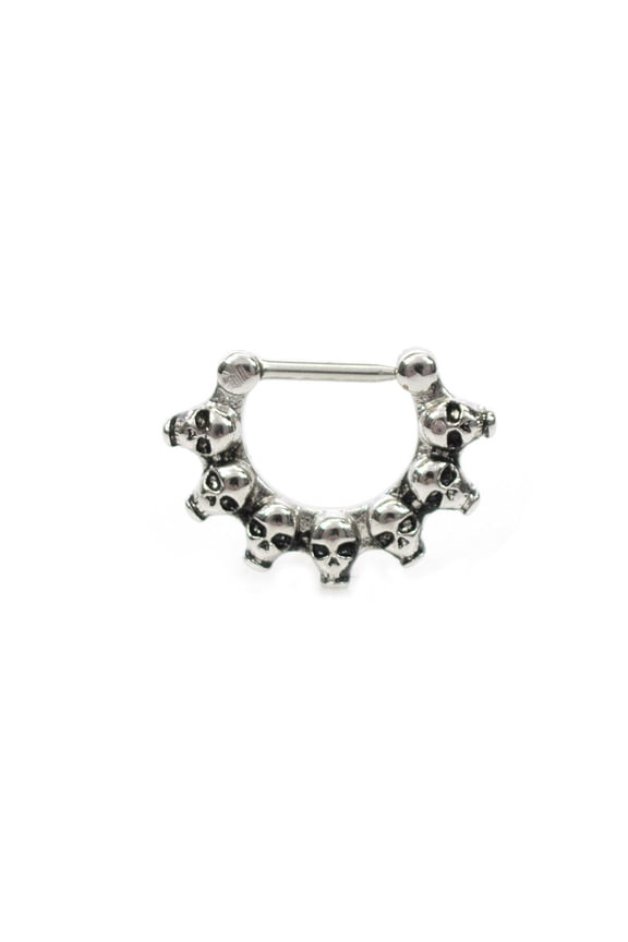 Septum Clicker Ring with skulls design 16g Cartilage Septum Tragus Rook
