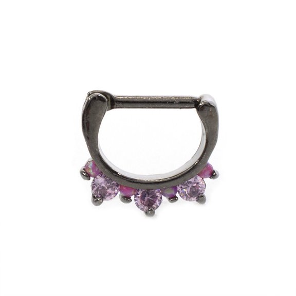 Septum Clicker with Prong Setting Cubic Zirconia Gems 16g