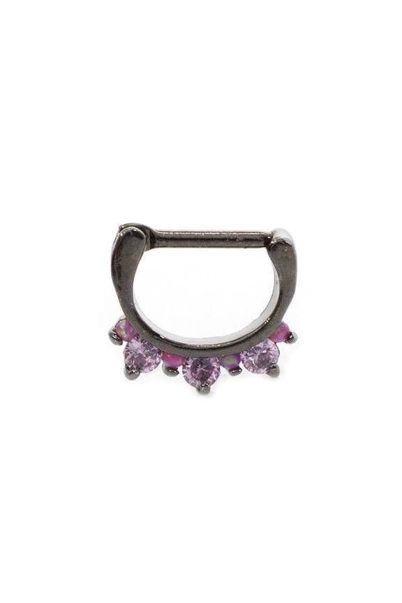 Septum Clicker with Prong Setting Cubic Zirconia Gems 16g