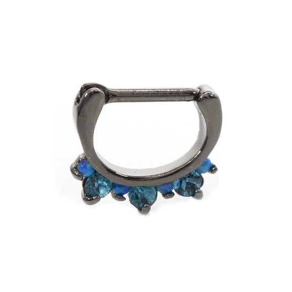 Septum Clicker with Prong Setting Cubic Zirconia Gems 16g