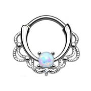 Septum Daith Rook Hinged Clicker Syntactic Opal Set Nose Ring 16 Gauge